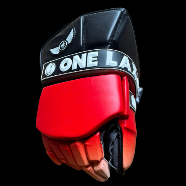 ECLIPSE - BOX LACROSSE GOALIE GLOVES - BLACK|RED FADE - LIMITED EDITION - One Lax