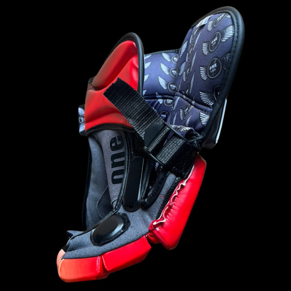 ECLIPSE - BOX LACROSSE GOALIE GLOVES - BLACK|RED FADE - LIMITED EDITION - One Lax