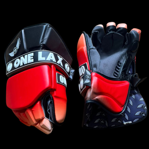ECLIPSE - BOX LACROSSE GOALIE GLOVES - BLACK|RED FADE - LIMITED EDITION - One Lax