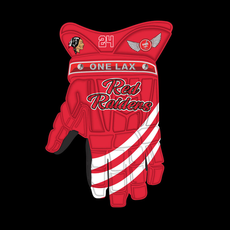One Lax 1's HYBRID Box & Field Lacrosse Gloves - SPAULDING RED RAIDERS LIMITED EDITION - One Lax