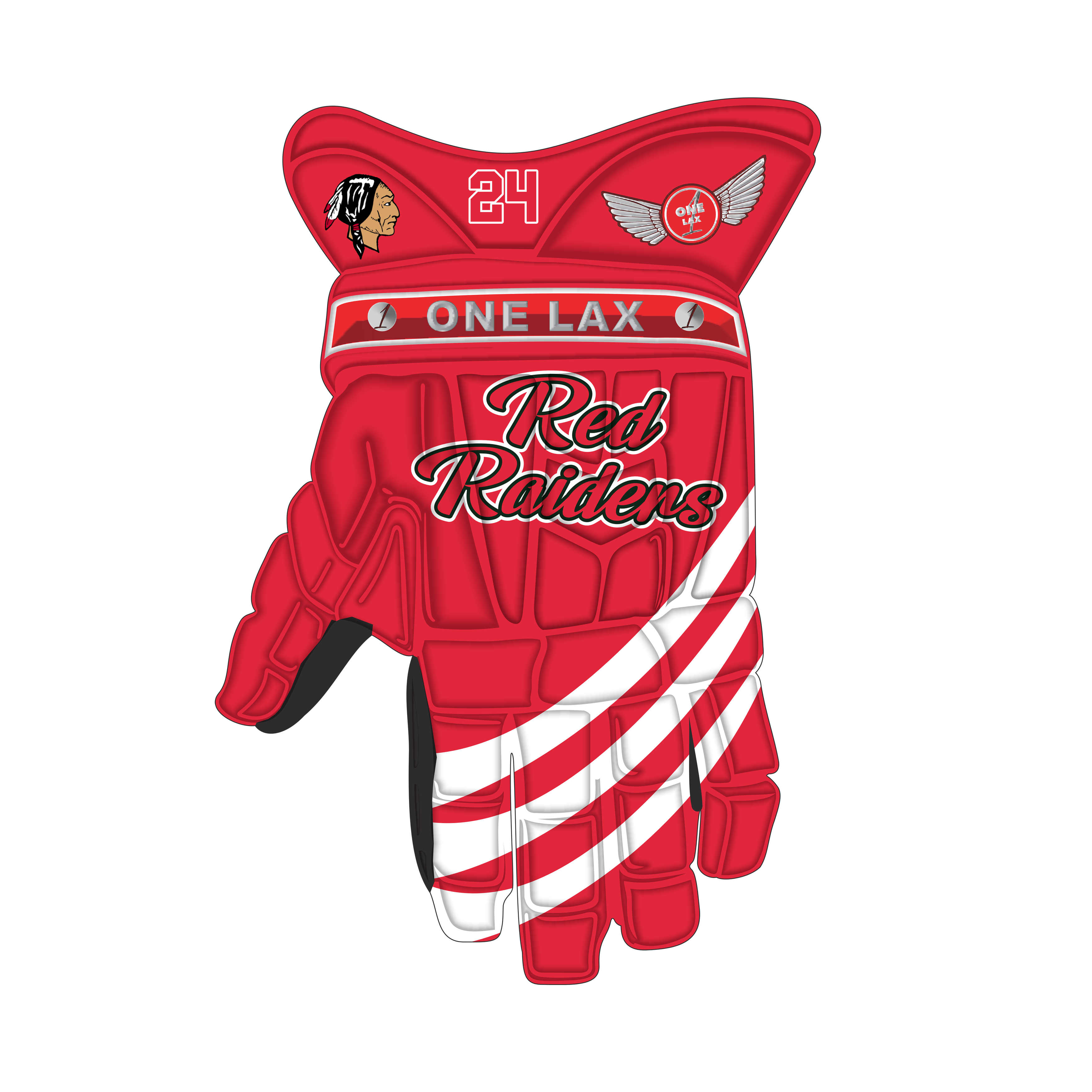 One Lax 1's HYBRID Box & Field Lacrosse Gloves - SPAULDING RED RAIDERS LIMITED EDITION - One Lax