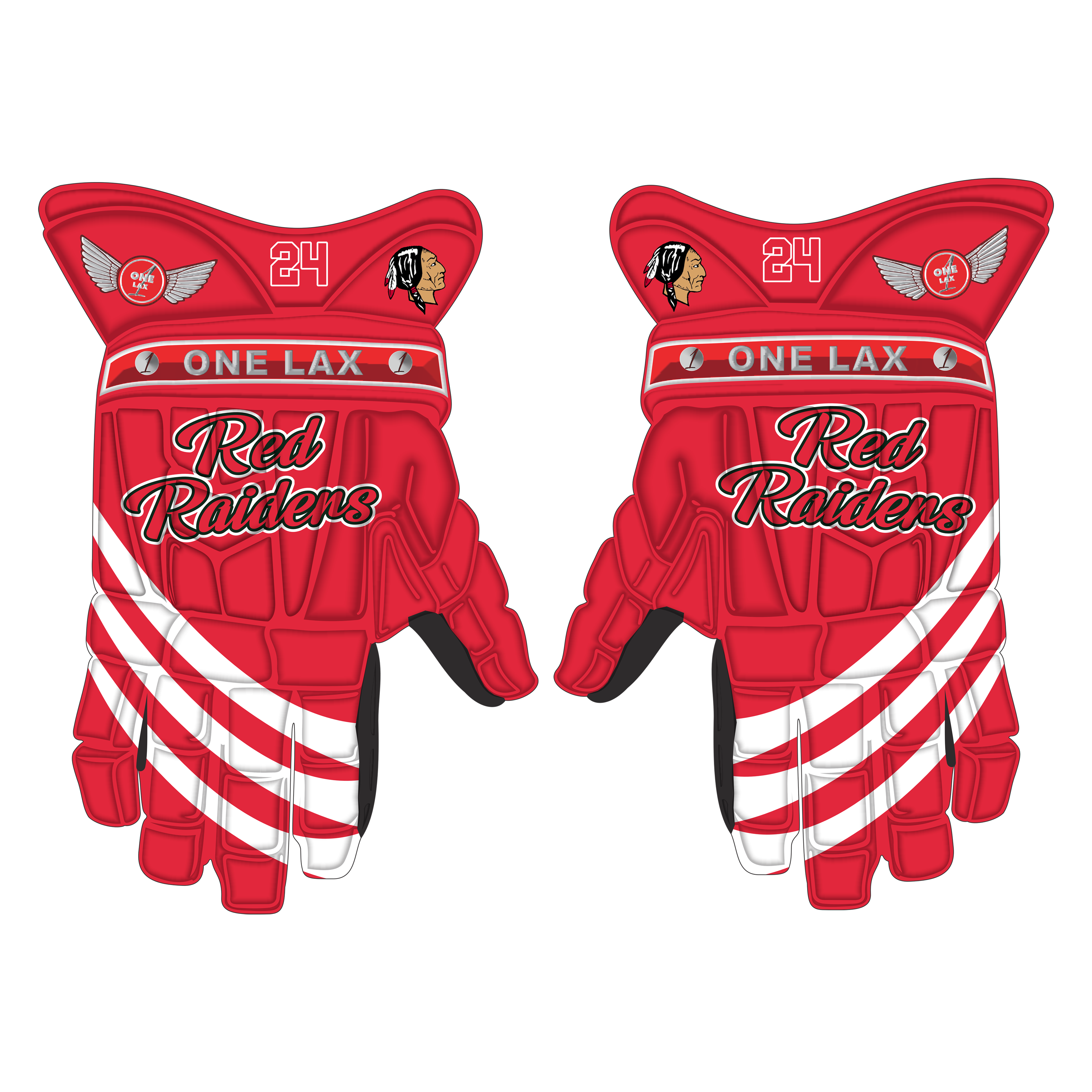 One Lax 1's HYBRID Box & Field Lacrosse Gloves - SPAULDING RED RAIDERS LIMITED EDITION - One Lax
