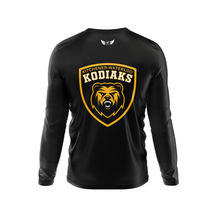 KW kodiaks, kodiaks lacrosse, KW lacrosse, Kitchener Waterloo Kodiaks, Kitchener Waterloo Kodiaks, custom lacrosse apparel,  lacrosse shirt, dri fit long sleeve