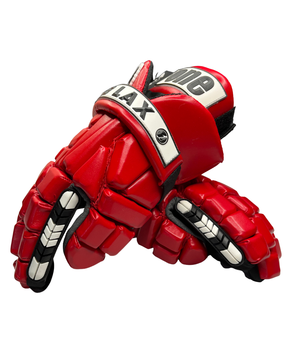 Red HYBRID Box & Field Lacrosse Gloves One Lax