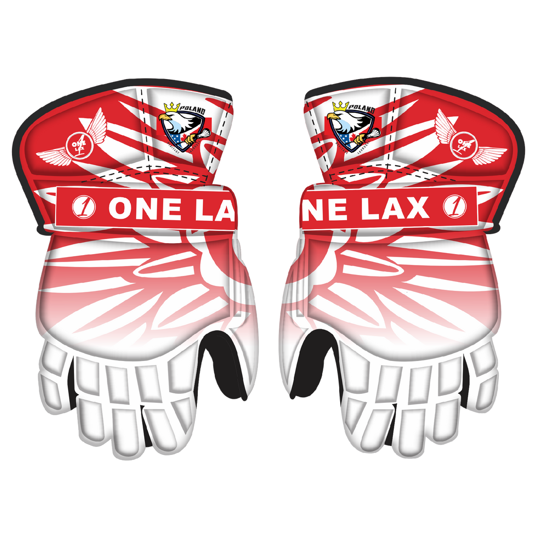 One Lax Eclipse Box Lacrosse Goalie Gloves - Poland Heritage Lacrosse Edition - 2 Options
