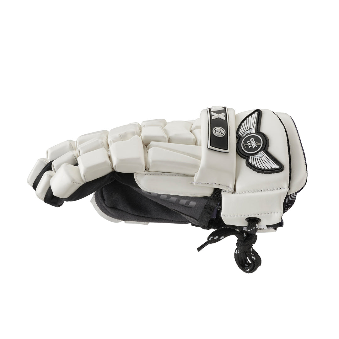 White HYBRID Box & Field Lacrosse Gloves