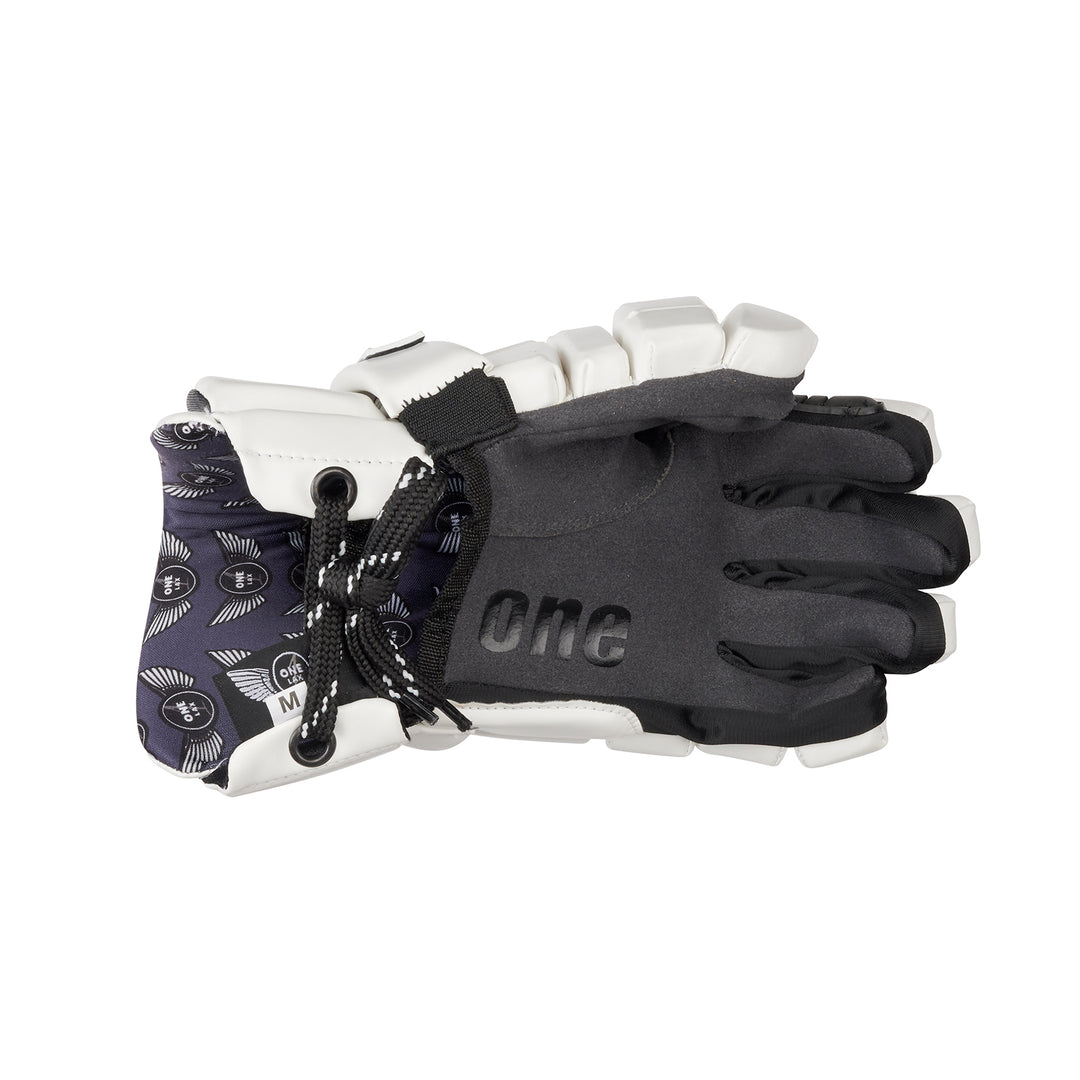 White HYBRID Box & Field Lacrosse Gloves