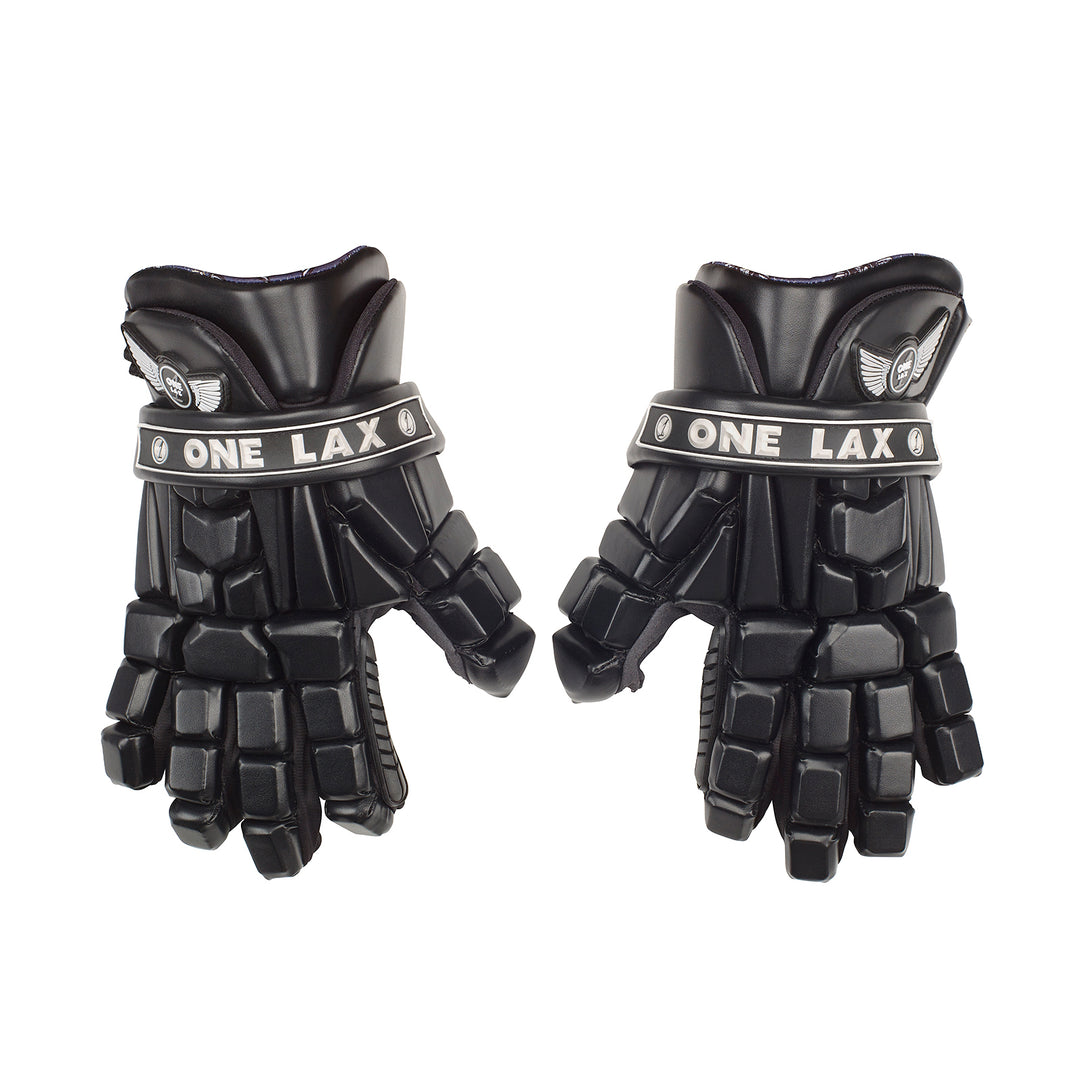 Black HYBRID Box & Field Lacrosse Gloves