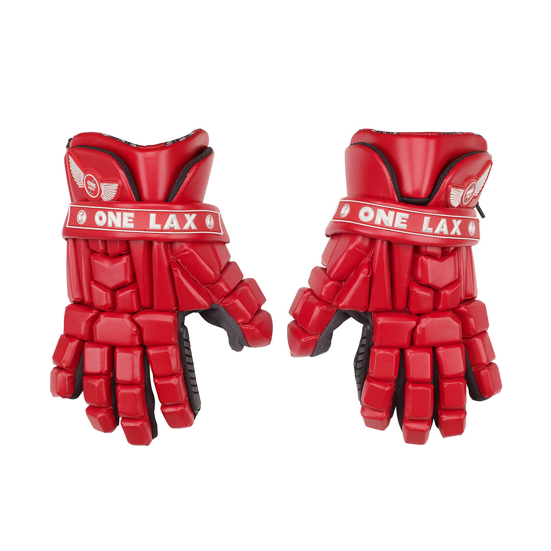 Red HYBRID Box & Field Lacrosse Gloves