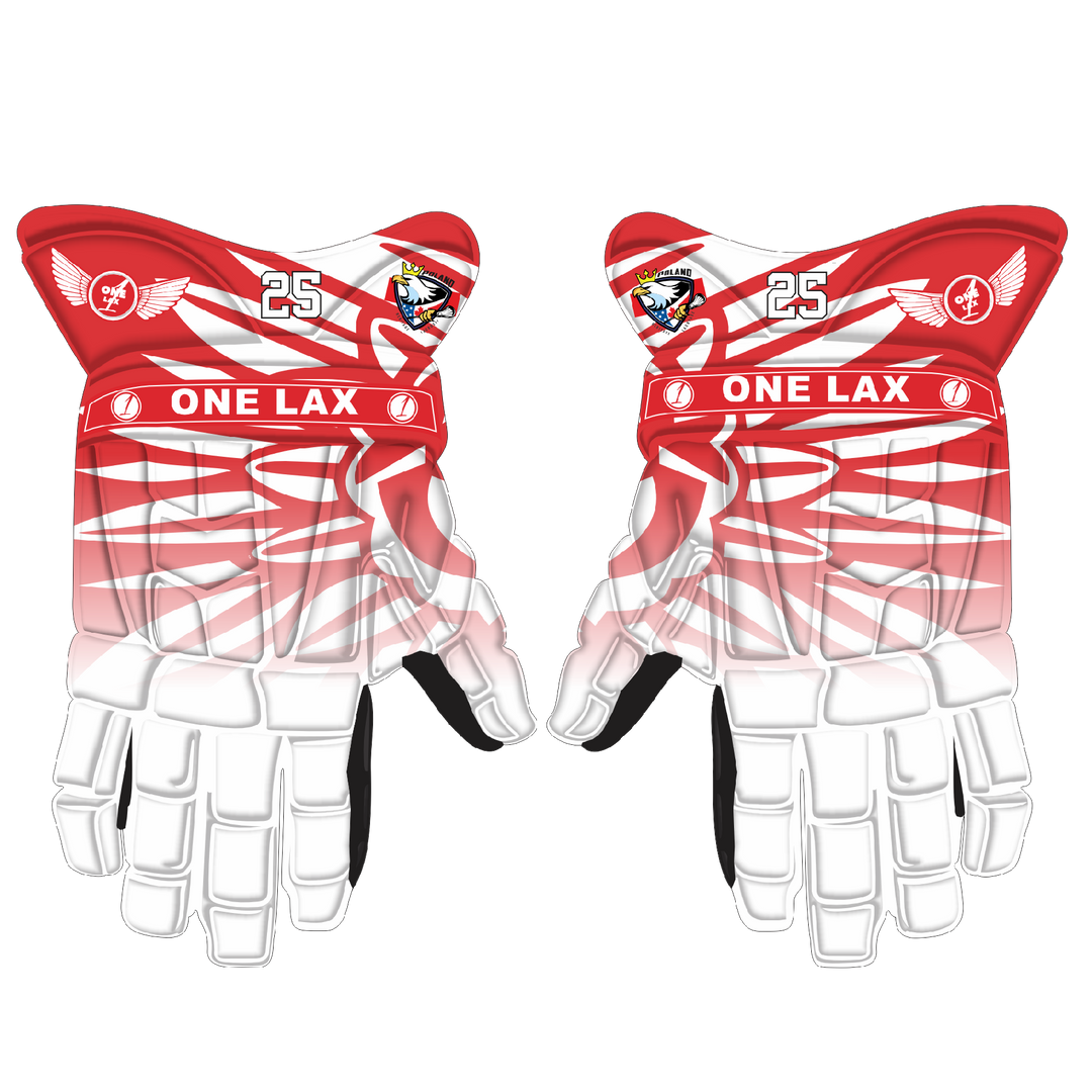 One Lax 1's Hybrid Box & Field Lacrosse Gloves - Poland Heritage Lacrosse Edition