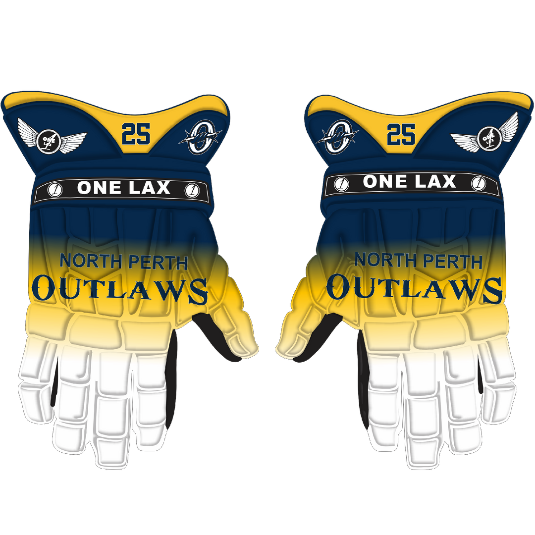 One Lax 1's Hybrid Box & Field Lacrosse Gloves - North Perth Outlaws Lacrosse Edition