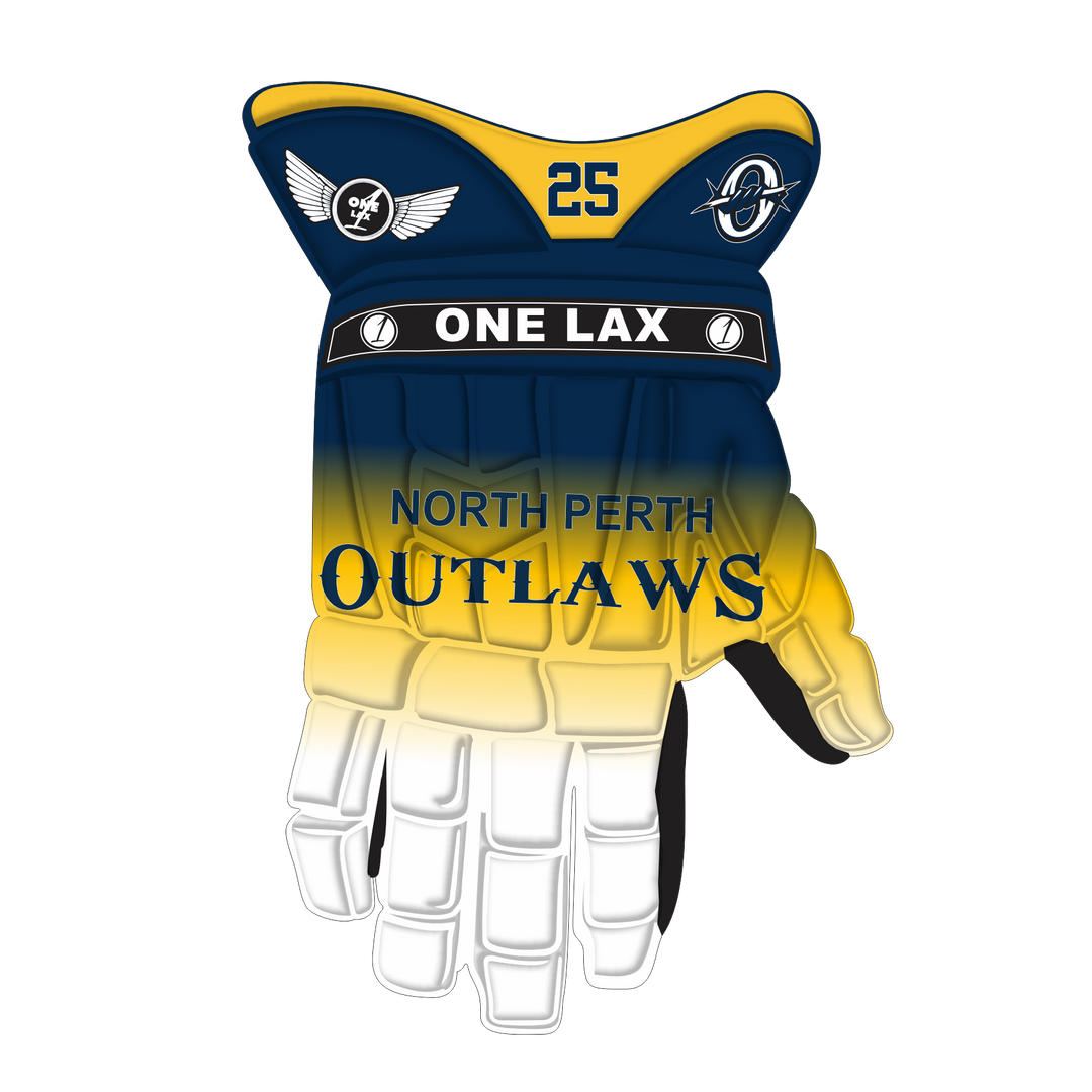 One Lax 1's Hybrid Box & Field Lacrosse Gloves - North Perth Outlaws Lacrosse Edition