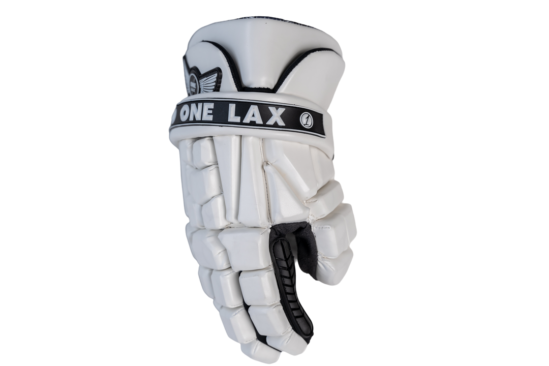 White HYBRID Box & Field Lacrosse Gloves