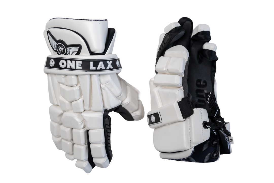 White HYBRID Box & Field Lacrosse Gloves - One Lax