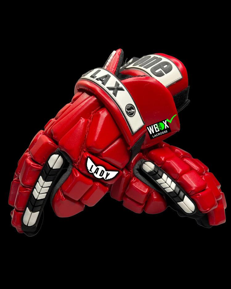 LADY 1 Gloves in Red | 4 Sizes Available | 1st Ever Ladies Box Lacrosse Gloves - One Lax