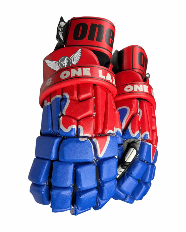 1 Gloves in Toronto Rock - Rock Star Theme | 4 Adult & 2 Jr. Kids Sizes Available | HYBRID Box & Field Lacrosse Gloves - One Lax