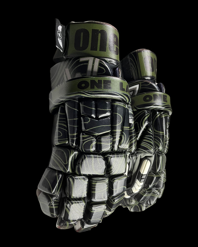 1 Gloves in Geo Wave Pattern Theme | 4 Adult Sizes Available | HYBRID Box & Field Gloves | Limited Edition - One Lax